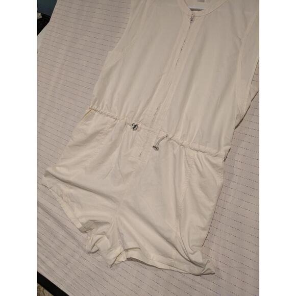 Calia Sleeveless Off White Cream Romper Womens XL Zip Drawstring Waist Polyester - Picture 3 of 7